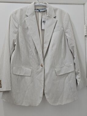 LAUREN Ralph Lauren Blazer WINTER CREAM PINSTRIPE BLAZER 16W NWT